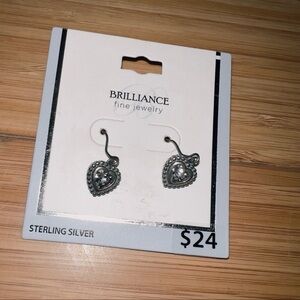 Brilliance Sterling Silver Heart Earrings new